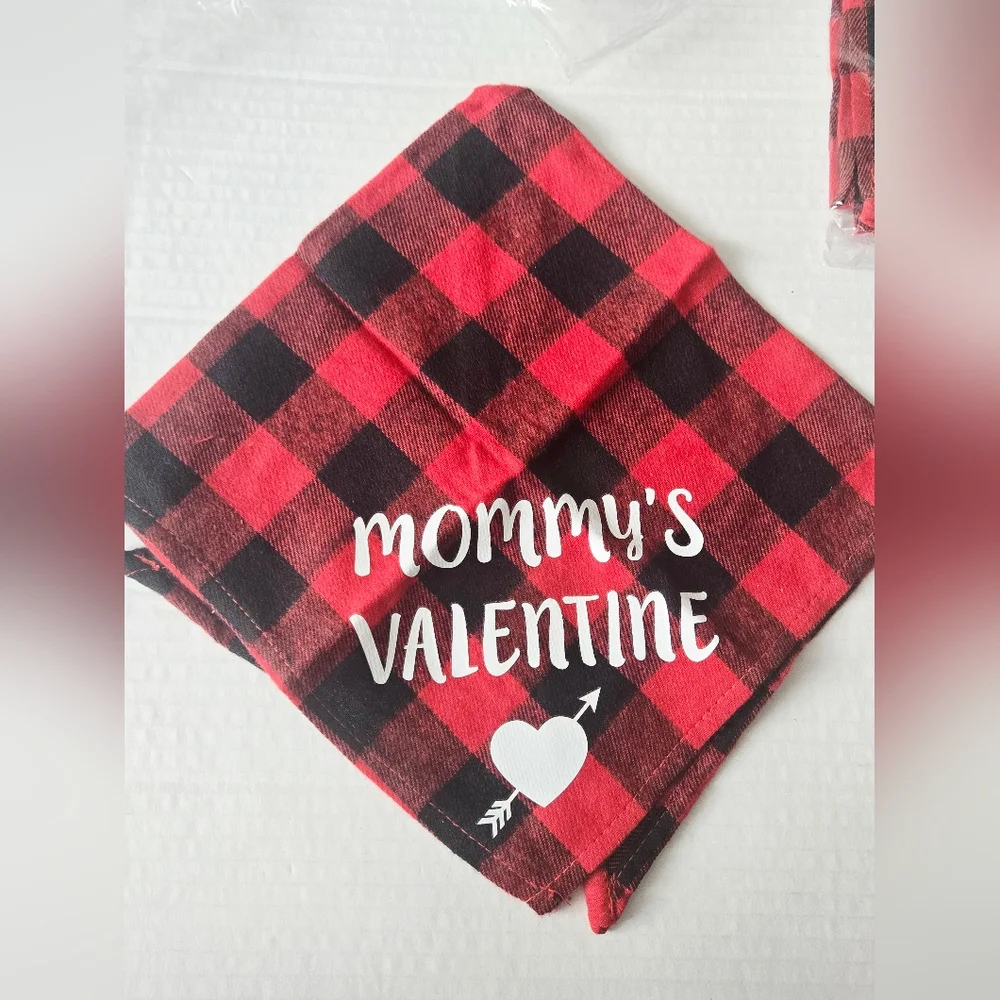 Valentine Dog Bandanas Bundle – Red Buffalo‎ Plaid “Mommy’s Valentine” & More